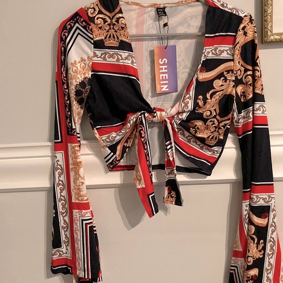 Brand New Shein Tie Crop Top - Picture 2 of 3